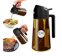 YARRAMATE 16oz/470ml Light-Blocking Dark Oil Sprayer for Cooking, 2-in-1 Olive Dispenser Bottle, Premium Amber Glass, Food-Grade Mister for Air Fryer, BBQ, Kitchen Use (Black)