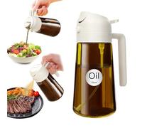YARRAMATE 16oz/470ml Light-Blocking Dark Oil Sprayer for Cooking, 2-in-1 Olive Dispenser Bottle, Premium Amber Glass, Food-Grade Mister for Air Fryer, BBQ, Kitchen Use (White)