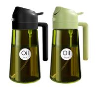 YARRAMATE 16oz/470ml Light-Blocking Dark Oil Sprayer for Cooking, 2-in-1 Olive Dispenser Bottle, Premium Green Glass, Food-Grade Mister for Air Fryer, BBQ, Kitchen Use (Black & Green)