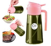 YARRAMATE 16oz/470ml Light-Blocking Dark Oil Sprayer for Cooking, 2-in-1 Olive Dispenser Bottle, Premium Green Glass, Food-Grade Mister for Air Fryer, BBQ, Kitchen Use (Pink)