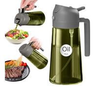 YARRAMATE 16oz/470ml Light-Blocking Dark Oil Sprayer for Cooking, 2-in-1 Olive Dispenser Bottle, Premium Green Glass, Food-Grade Mister for Air Fryer, BBQ, Kitchen Use (Grey)