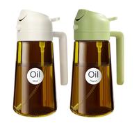 YARRAMATE 16oz/470ml Light-Blocking Dark Oil Sprayer for Cooking, 2-in-1 Olive Dispenser Bottle, Premium Amber Glass, Food-Grade Mister for Air Fryer, BBQ, Kitchen Use (White & Green)