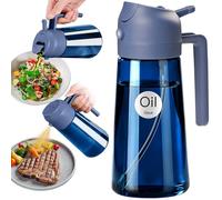 YARRAMATE 16oz/470ml Light-Blocking Dark Oil Sprayer for Cooking, 2 in 1 Olive Oil Dispenser Bottle for Kitchen, Premium Dark Blue Glass Oil Bottle for Air Fryer, BBQ (Navy)