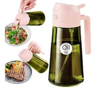 YARRAMATE 16oz/470ml Light-Blocking Dark Oil Sprayer for Cooking, 2 in 1 Olive Oil Dispenser Bottle for Kitchen, Premium Dark Green Glass Oil Bottle for Air Fryer, BBQ (PeachPink)