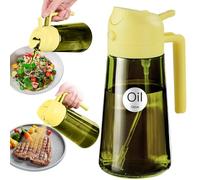 YARRAMATE 16oz/470ml Light-Blocking Dark Oil Sprayer for Cooking, 2 in 1 Olive Oil Dispenser Bottle for Kitchen, Premium Dark Green Glass Oil Bottle, Food-Grade Oil Mister for Air Fryer, BBQ (Pomelo)