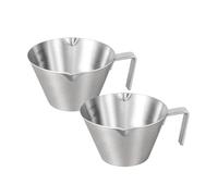 YARRAMATE 2 Pcs Espresso Cups with Handle, Stainless Steel Espresso Accessories, Double Spout Metal Measuring Cup with Dual Scale, Espresso Shot Cup with V-Shaped Mouth, 3.4OZ/100ML,Sliver