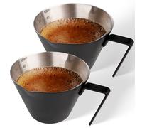 YARRAMATE 2Pcs Stainless Steel Espresso Shot Cup, Double Spout Metal Espresso Measuring Cup with V-Shaped Mouth, Espresso Accessories, 3.4OZ/100ML (Black)