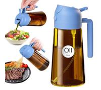 YARRAMATE 470 ml Light Blocking Dark Oil Sprayer for Cooking, 2-in-1 UV Protection Oil Atomiser for Kitchen, Amber Glass Oil Bottle, Food Safe Spray Bottle for BBQ (Sky Blue)