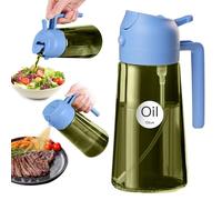 YARRAMATE 470 ml Light Blocking Dark Oil Sprayer for Cooking, 2-in-1 UV Protection Oil Atomiser for Kitchen, Green Glass oil Bottle, Food Safe Spray Bottle for BBQ (Sky Blue)