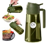 YARRAMATE 470 ml Light Blocking Dark Oil Sprayer for Cooking, 2-in-1 UV Protection Oil Atomiser for Kitchen, Green Glass oil Bottle, Food Safe Spray Bottle for BBQ (Olive Green)