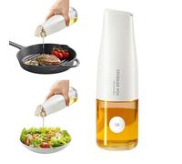 YARRAMATE Auto Flip Olive Oil Dispenser Bottle for Kitchen - 17oz/500ml Cooking Glass Cruet with Pourer, Vinegar, Soy Sauce Container (Creamy White), Labels