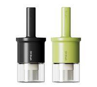 YARRAMATE Oil Dispenser Bottle with Heat-Resistant Brush, 10oz/300 ML Glass Container for Kitchen, Silicone Basting & Pastry Tool for Cooking, BBQ, Vinegar, Sauce, Grill, Frying - Black&Green