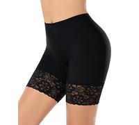 YARRCO Lace Anti Chafing Shorts for Women Chub Rub Shorts Seamless Slip Shorts for Under Dresses Boyshorts Safety Shorts Underwear (Black (Long),S)