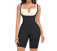 YARRCO Seamless Bodysuit Shapewear for Women Tummy Control Shaping Bodysuits Slimming Full Fajas Body Shaper Thigh Slimmer Shorts (Black-Underbust, XXL)
