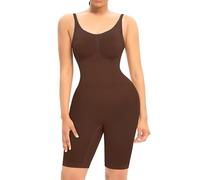 YARRCO Seamless Bodysuit Shapewear for Women Tummy Control Shaping Bodysuits Slimming Full Fajas Body Shaper Thigh Slimmer Shorts (Brown-Wrap Bust,XXL)