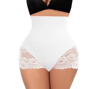 YARRCO Tummy Control Knickers for Women Lace High Waist Shapewear Seamless Body Shaper Shaping Underwear Tummy Tuck Slimming Panties (White-Lace,3XL)