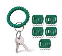 YARRD 25PCS Dark Green Wrist Keychain - Spring Spiral Wrist Coil Key Chain for Wrist Key Holder Green Color Spiral Keychain Bracelet Soft Plastic Wristband