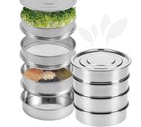 YARRD Stainless Steel Seed Sprouting Kit - 4-Tier Seed Sprouting Trays for Microgreens Broccoli Sprouts Growing Kit Stainless Steel Sprouting Tray Round Microgreens Tray Seed Germination Trays 4 Tier