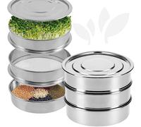 YARRD Stainless Steel Seed Sprouting Kit - Stainless Steel Sprouting Tray Round 3-Tier Seed Gardening Planter for Microgreens Broccoli Sprouts Growing Kit Microgreens Tray Germination