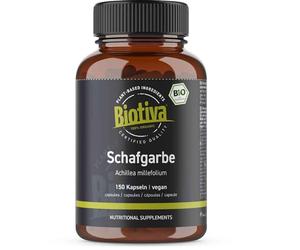 Yarrow Organic 150 Capsules - Achillea - 100% Vegan - Composite Plant - Purely Herbal - Packed and Certified in Germany - HPMC Capsules