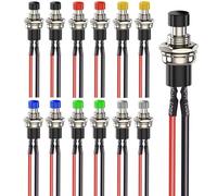 Yarryuter 12pcs 7mm 3V-6V-12V-24V-230V Mini Momentary Push Button SPST Nomal Open ON/Off 2 Pin Round Button Push Button Switch