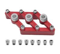 Yarryuter 1Set Self Centering Dowelling Jig Woodworking Hole Drill Guide Red with 3-10Mm Drill Sleeves