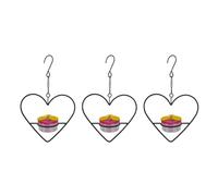 Yarryuter 3 Pcs Hanging Hummingbird Feeder, Stackable Hanging Humming Bird Feeder with Metal Frame & Red Plastic Bowl Easy to Use Circular