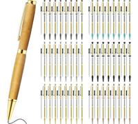 Yarryuter 48pcs 7mm Slim Twist Pen Set for DIY Enthusiasts, Wooden and Copper Pen Making Kit for Office