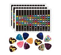 Yarryuter 5Pcs Guitar Stickers Guitar Fretboard Stickers Guitar Note Stickers with 12 Pcs Guitar Picks for Beginners Learner
