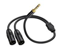 Yarryuter 6.35mm TRS Male Plug to 2 Dual XLR Male Microphone Stereo Unbalanced Audio Converter Adapter Y Splitte Cable Cord-A