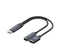 Yarryuter Adapter Cable USB toOTG 2 in1 Adapter Cable Plug Clear Conversion forSmartphone Laptop Tablet Grey