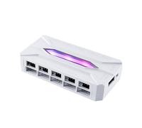 Yarryuter Chassis Fan Hub 10 Ports ARGB 3PIN+PWM 4PIN Ports Equipped with Remote Control-Controlling Lighting White