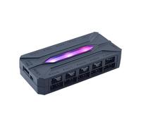 Yarryuter Chassis Fan Hub 10 Ports ARGB 3PIN+PWM 4PIN Ports Equipped with Remote Control-Controlling Lighting Black