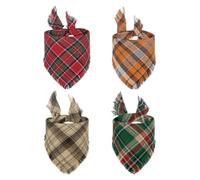 Yarryuter Dog Bandanas with Tassels Edges Stylish Dog Bandanas Plaid Pet Triangle Scarf Tassel Bandanas