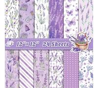 Yarryuter Double-Sided Scrapbook Paper 12'' X 12'' 24 Sheets Bows Pattern Decorative Decoupage Cardstock Lavender