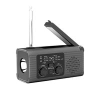 Yarryuter Emergency Weather Radio, 2000MAh Weather Alert Radio Solar Charging, Hand Crank & USB, AM/FM Radio Gray
