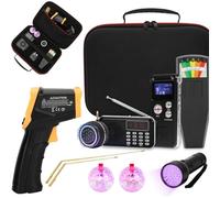 Yarryuter EMF Meter, 11 Pcs Kit Including EVP Recorder, Hand Held Radio, Speaker, Infrared Thermometer, Brass Detection Rods