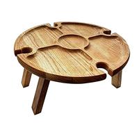 Yarryuter Folding Portable Picnic Table, Outdoor Fold Up Camping Camp Table Small Wood Wine Picnic Table,Small