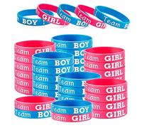 Yarryuter Gender Reveal Bracelets, Includes Team Boy Bracelets and Team Girls Bracelets for Gender Reveal Party (40 Pieces) A
