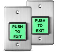 Yarryuter Green LED Square Push to Exit Button 2 Pieces Indoor Stainless Steel Wall Plate with Green Square Request to Exit Function