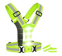 Yarryuter LED Running Vest,LED High Visibility Reflective Vest Safety Vest with 2 Reflective Bands for Cycling Jogging Running