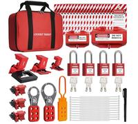 Yarryuter Lockout Tagout Kit, Electrical Lockout Tagout Kit, 4 Keyed Different LotoSafety Padlocks, Hasps, Plug Lockout, Clamp