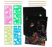 Yarryuter Rainbow Scratch Paper Art Set, Scratch Papers Supplies Black Scratch Drawing Art Crafts Sheets Notes Cards(59 Pcs)