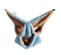 Yarryuter Small Animals Hammock, Ferret Sugar Glider Triple Bunk Bed Cage Warm Plush Hanging Hammock Bed Hideout for Hamster Blue