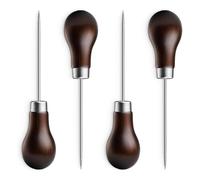 Yarryuter Tailor Awls 4 Pcs Scratch Awl Tool Leather Punch Gourd Shape Wooden Handle for Craft Cloth