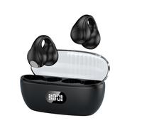 Yarryuter Wireless Ear Clip Bone Conduction Earphones Bluetooth 5.3 Wireless Headphones for Running Cycling Black