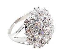 Yarrzhen - Sparkly Simulated Diamond Ring Cubic Zirconia Cocktail Wedding Ring for Women Sparkly Cubic Zirconia Flower Shape Large Size Diamond Ring