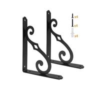 Yarssihha 5 Inch Decorative Shelf Brackets, 2 Pack Wall Mounted Metal Shelving Brackets, Heavy Duty Shelf Supports, Rustic L Shape Brackets for Floating Shelves DIY Home Kitchen, with Screws