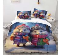 YARUHAN Bedding Set 200 * 200CM Hedgehog companion 3D motifs Kids Duvet Cover Set,Double size,Breathable Comfortable Bedding Set 3 pcs for Teen Room Decor#YR7
