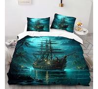 YARUHAN Bedding Set 200 * 200CM Ocean moonlight journey 3D motifs Kids Duvet Cover Set,Double size,Breathable Comfortable Bedding Set 3 pcs for Teen Room Decor#YR6